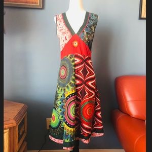 Desigual V-neck sleeveless colorful dress VGUC